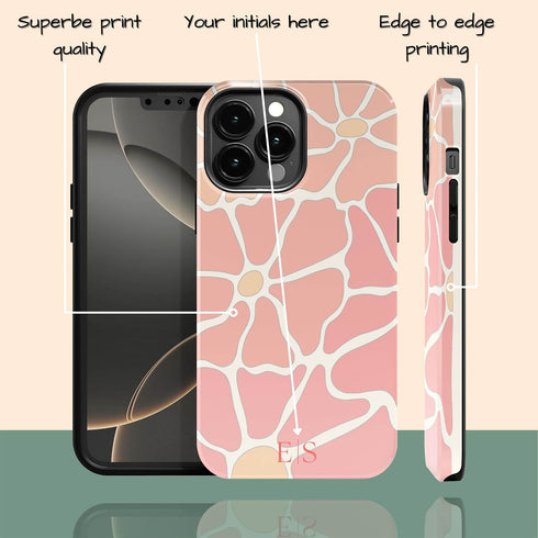 Custom Initials Abstract Flowers iPhone Case - V2
